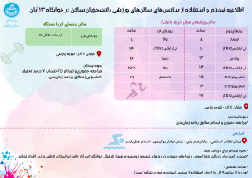 برنامه زمان‌بندی استفاده از سالن‌ها و کلاس‌های ورزشی خوابگاه دخترانه ۱۳ آبان